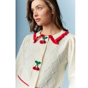 "The Chrissy" Cherry Button Knit Cardigan